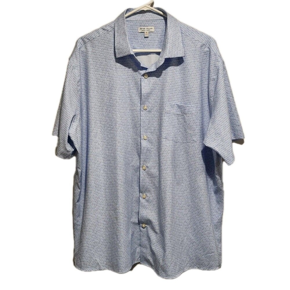 Peter Millar Crown Sport Summer Comfort Short Sleeve Shirt Blue Size XL